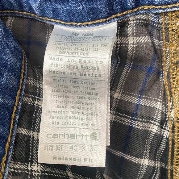 Carhartt Relaxed Fit Plaid Lined Jeans - Picture 6 of 7
